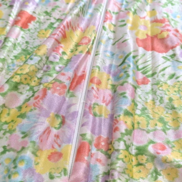 Vintage Floral 60s 70s Half Zip Pullover Robe Small Night Gown - Picture 7 of 9